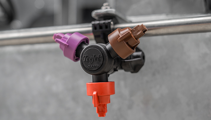 TeeJet nozzles on a boom.
