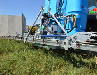 Close up of a spray boom on an LS