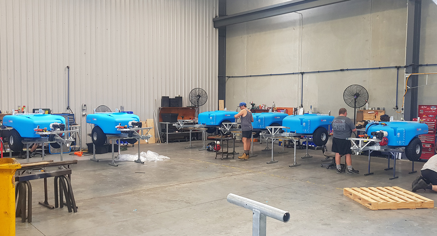 The first production line of TSX400 sprayers in our factory in Cambridge, New Zealand