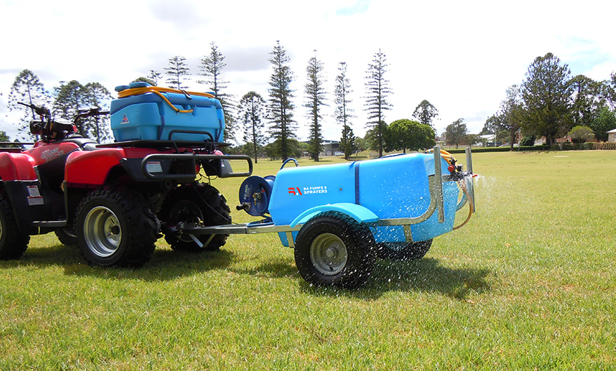 EZI-Spot 12v Trailed Sprayer on the back of an ATV