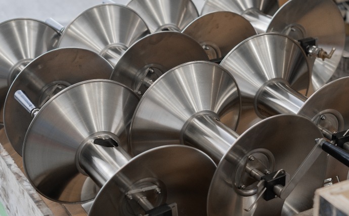 Multiple Stainless Steel Hose Reels in a box