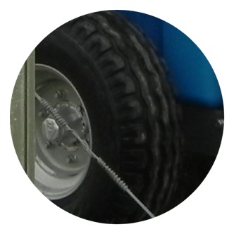 Wide profile tyres on the Vine Sprayer.
