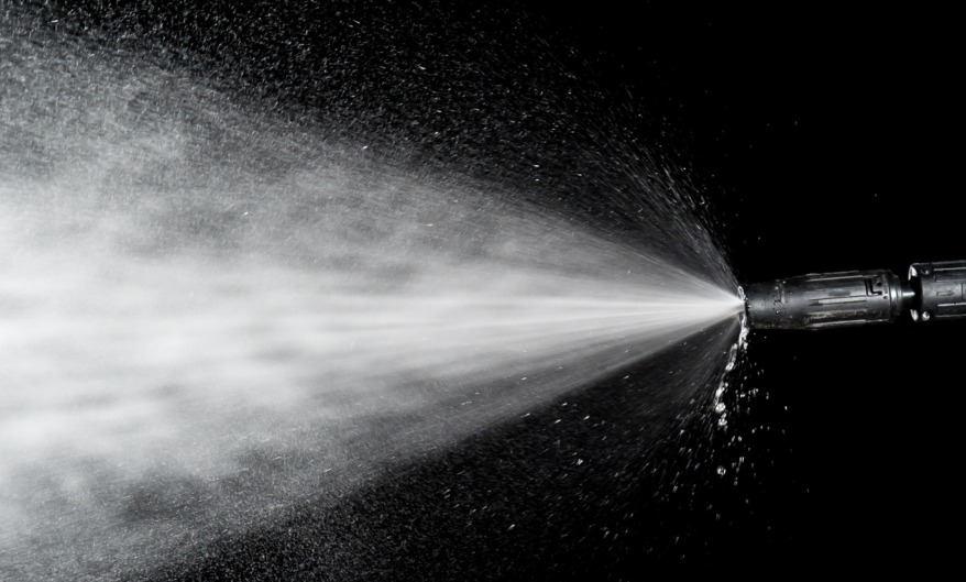 Close up of a high pressure water jet