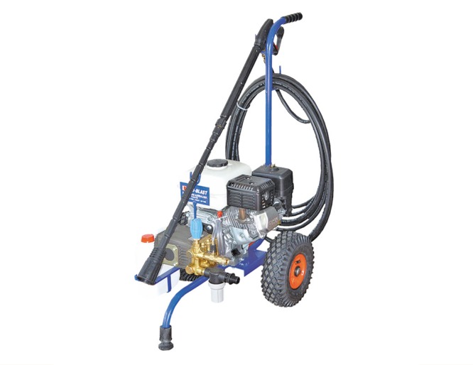 Petrol water blaster with 12M hose.